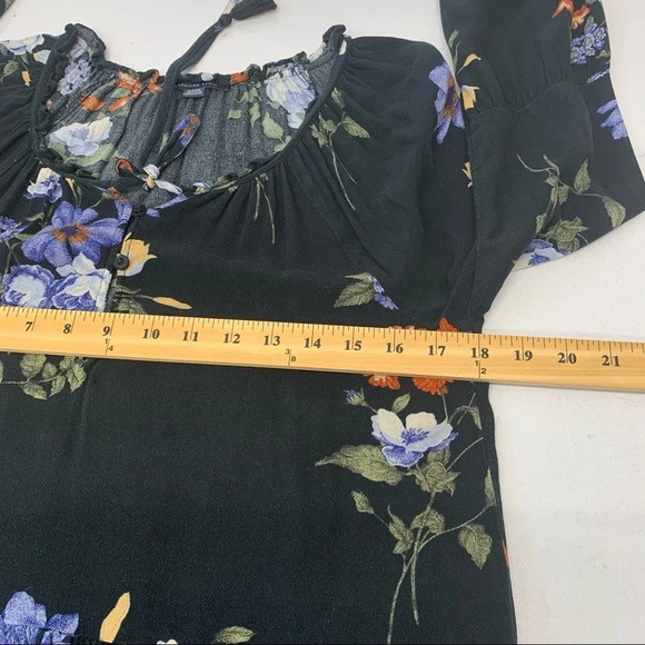 American Eagle Womens Peasant Top Small  Floral Ruffles Fairy Grunge Work Casual - Picture 5 of 12
